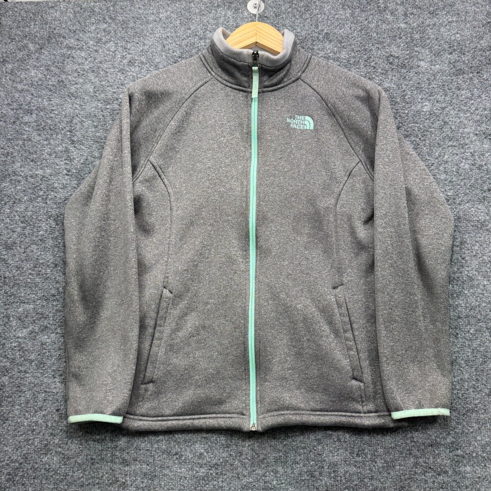 The North Face Full Zip Fleece Jacket Girls XL 18 Gray Mint Outdoor Fleece